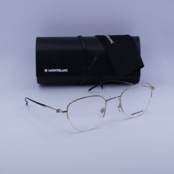 Montblanc MB0129O 004 Aviator Eyeglasses 52mm – Gold - Picture 1 of 12